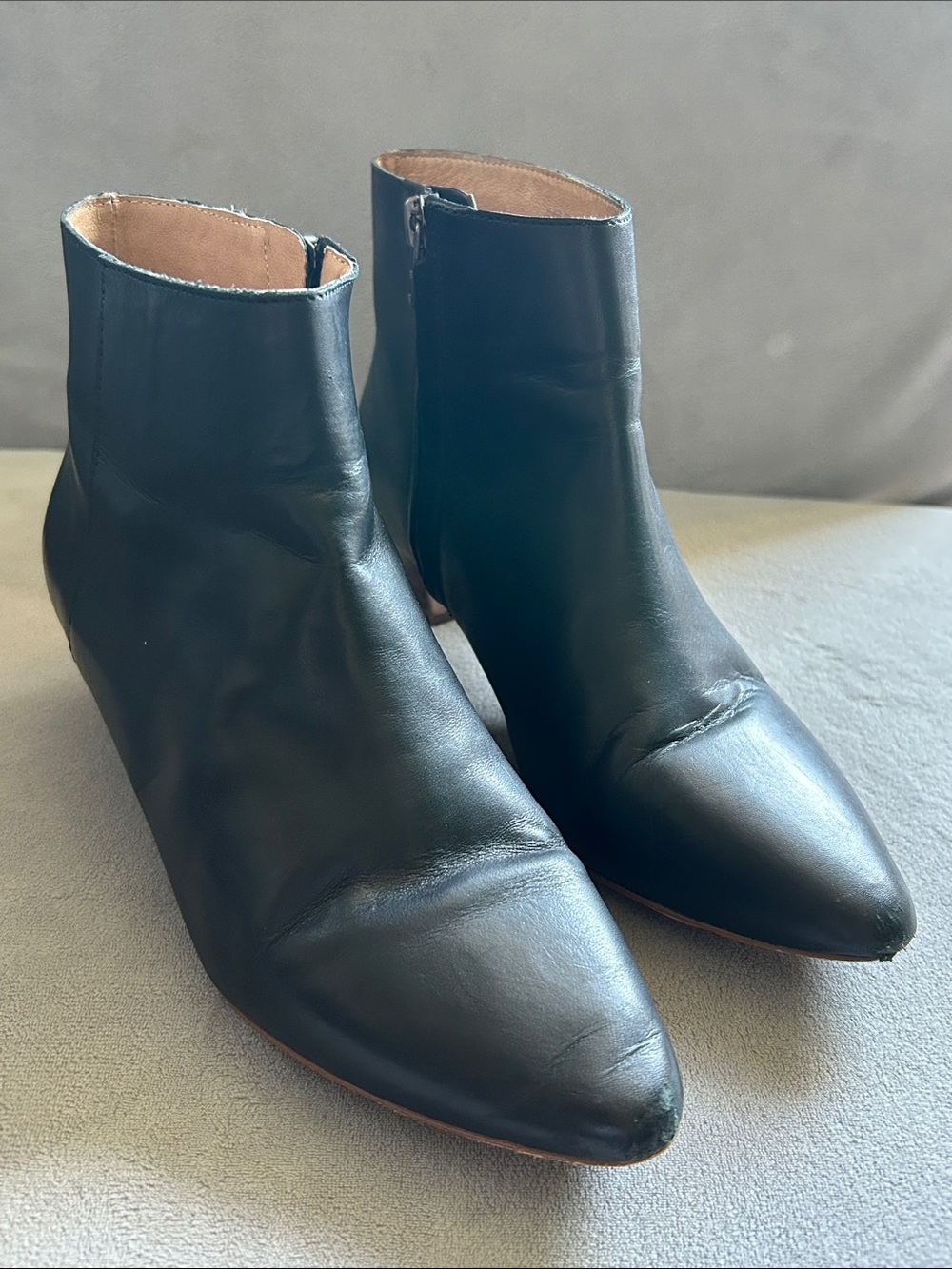 Madewell Black Leather Pointed Ankle Booties